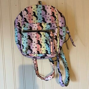 Under One Sky Mini Backpack Pastel Rainbow Unicorns 10 In.